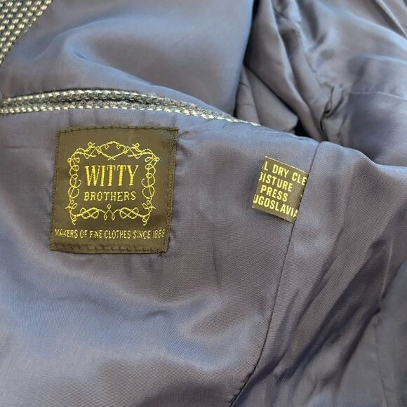 Witty Brothers Vintage Blue/White Plaid Tweed Blazer Suit Jacket - Picture 7 of 8